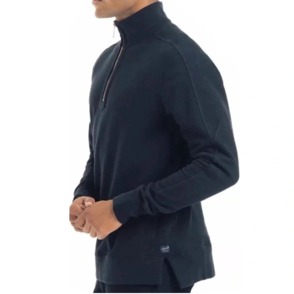 GOODMAN BRAND Men’s 1/4 Zip Mock Neck Navy Blue Pull Over Long Seeve size XXL - Picture 2 of 6